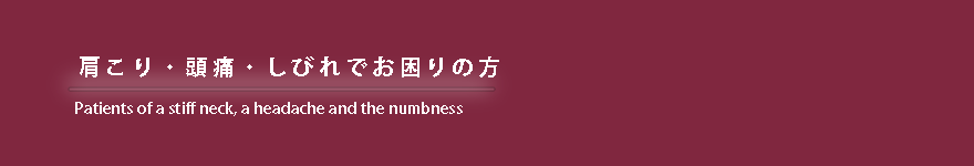 藤井寺・羽曳野・柏原の肩こり・頭痛・しびれの患者様へ