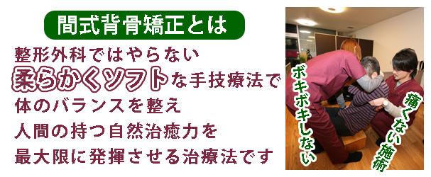 骨盤矯正とは整形外科ではやらない、手技療法を基本にした、体のバランスを整え、人間の持つ自然治癒力を最大限に発揮させる治療法です